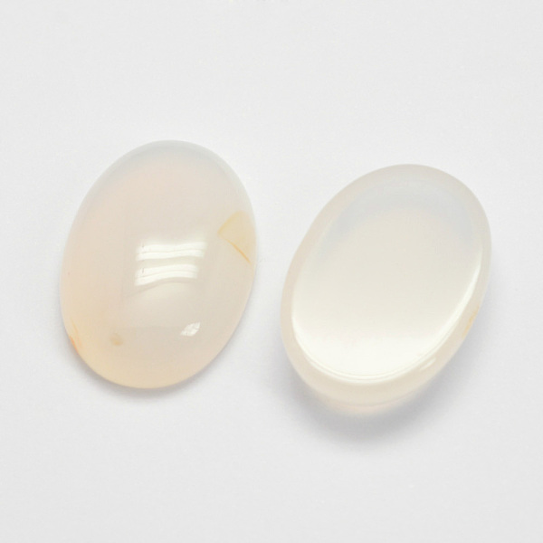 

PandaHall Natural White Agate Cabochons, Oval, 25x18x7~10mm. Natural Agate Oval