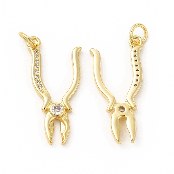 

PandaHall Rack Plating Brass Micro Pave Cubic Zirconia Tool Pendants, Cadmium Free & Lead Free, Plier Charm, with Jump Ring, Real 18K Gold..., Clear