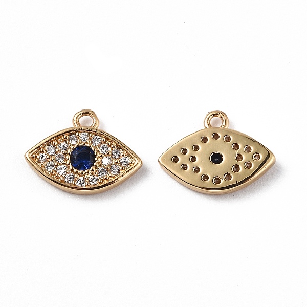 

PandaHall Brass Micro Pave Clear & Marine Blue Cubic Zirconia Charms, Eye, Real 18K Gold Plated, 8x10.5x1.5mm, Hole: 1mm Brass+Cubic..., Multicolor