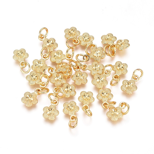 

PandaHall Electroplated Alloy Charms, Long-Lasting Plated, Brass Jump Ring, Flower, Golden, 9.5x7x3mm, Hole: 3.5mm Alloy Flower
