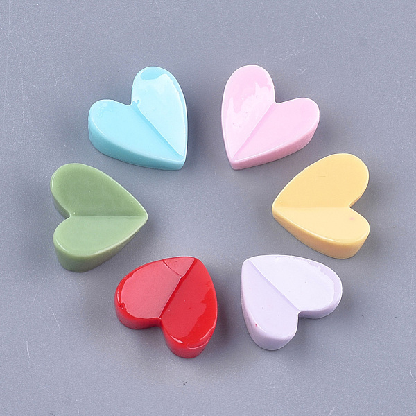 

PandaHall Resin Cabochons, Heart, Mixed Color, 12~12.5x12.5x5mm Resin Heart Multicolor