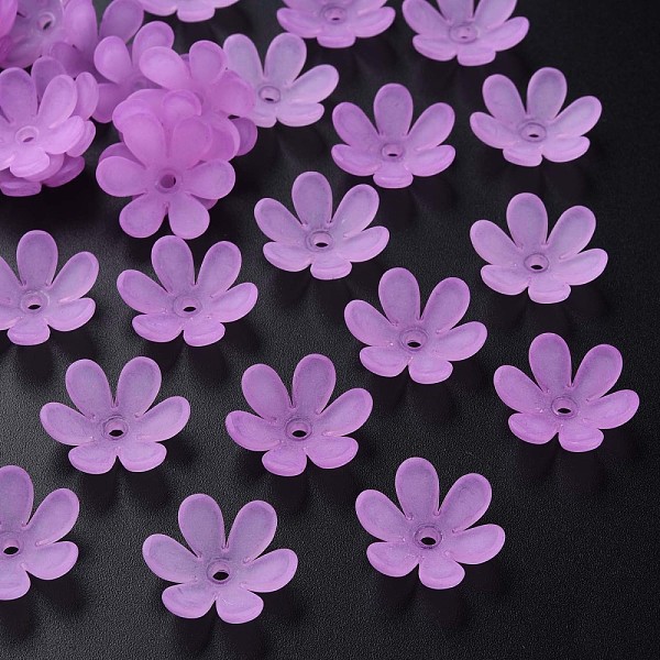 

PandaHall Transparent Acrylic Beads, Frosted, Flower, Violet, 20.5x18.5x6.5mm, Hole: 2mm, about 857pcs/500g Acrylic Flower Purple