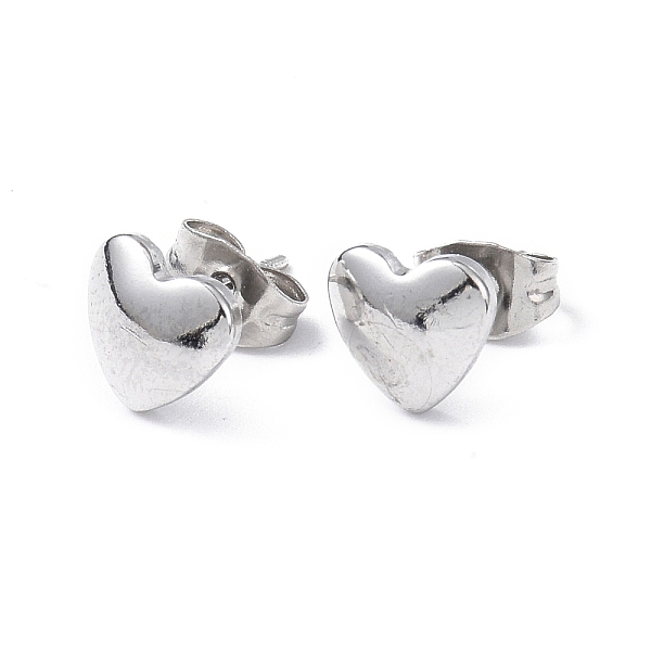 

PandaHall 304 Stainless Steel Stud Earring, Heart, Stainless Steel Color, 7.7x8mm, Pin: 0.8mm 304 Stainless Steel Heart