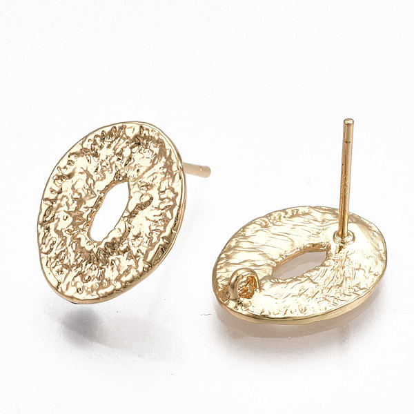 

PandaHall Brass Stud Earring Findings, with Loop, Oval, Real 18K Gold Plated, 14x11mm, Hole: 1mm, Pin: 0.7mm Brass Oval