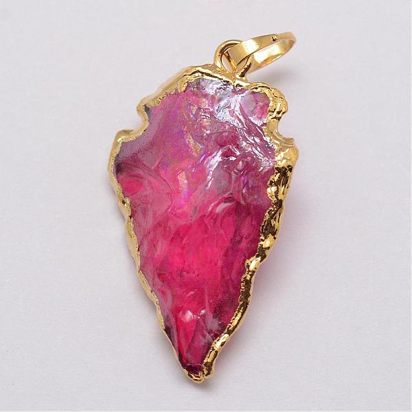 

PandaHall Natural Quartz Crystal Pendants, Dyed, with Brass Findings, Arrowhead, Golden, Mixed Color, 29~38x15~20x7~11mm, Hole: 3.5x6mm..., Multicolor