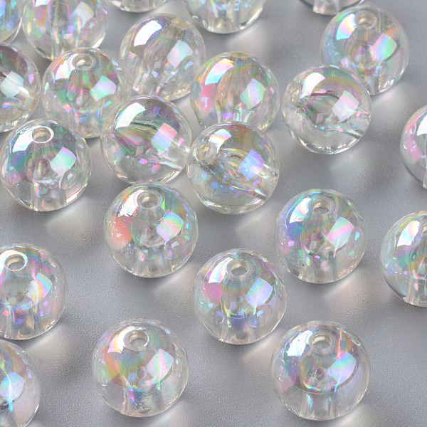 

PandaHall Transparent Acrylic Beads, AB Color Plated, Round, Clear AB, 16x15mm, Hole: 2.8mm, about 220pcs/500g Acrylic Round White