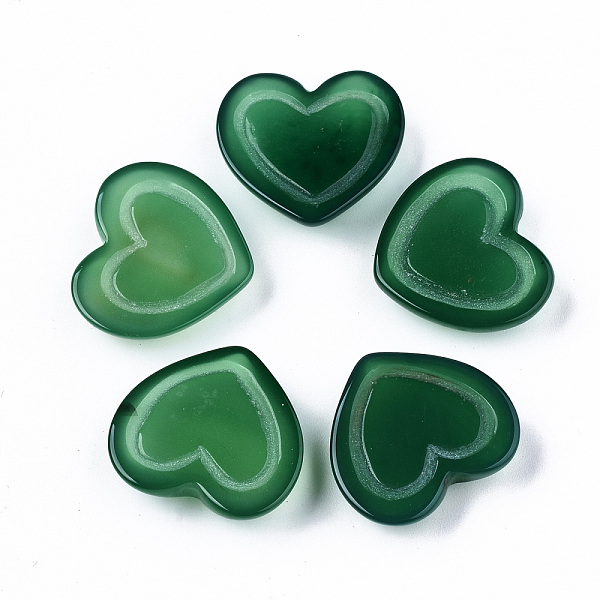 

PandaHall Natural Green Agate Cabochons, Dyed & Heated, Heart, Green, 22~23x25x7mm Natural Agate Heart Green