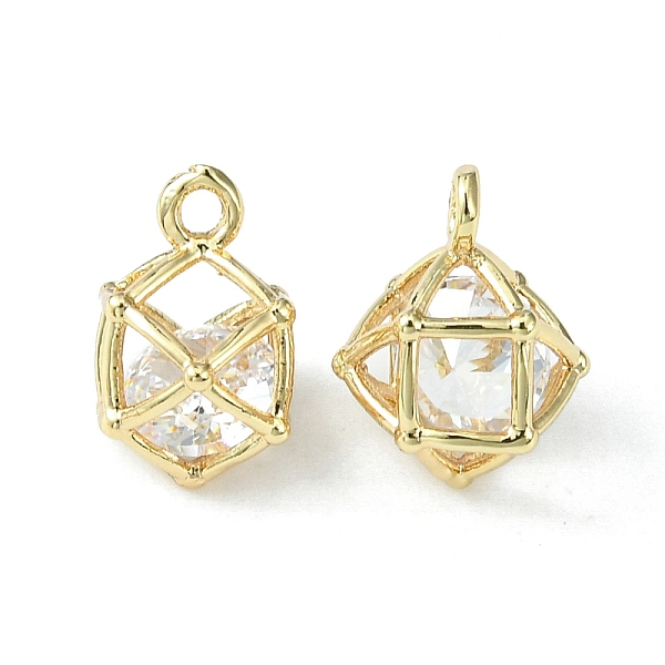 

PandaHall Brass Cubic Zirconia Charms, Hexagon Round Charm, Light Gold, 12x8x8mm, Hole: 1.2mm Brass+Cubic Zirconia Round Clear