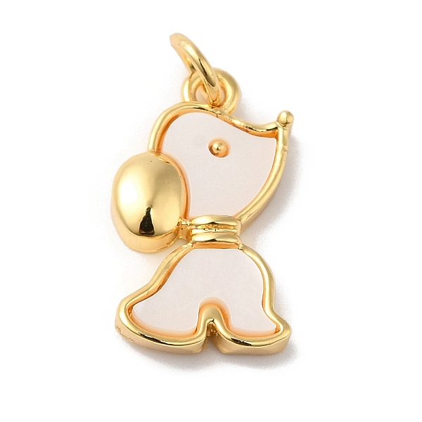 

PandaHall Rack Plating Brass Pendants, Dog Charms, with Natural Shell, Long-Lasting Plated, Cadmium Free & Lead Free, Real 18K Gold Plated..., White