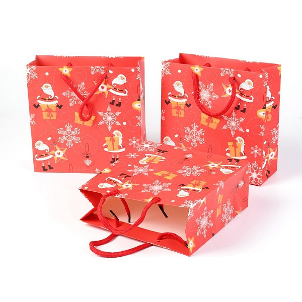 

PandaHall Christmas Themed Paper Bags, Square, for Jewelry Storage, Red, 20x20x0.45cm Paper Red