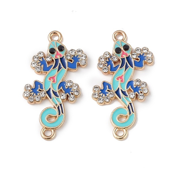 

PandaHall Alloy Enamel Connector Charms, Lizard Links with Crystal Rhinestone, Light Gold, Cadmium Free & Nickel Free & Lead Free, Blue...