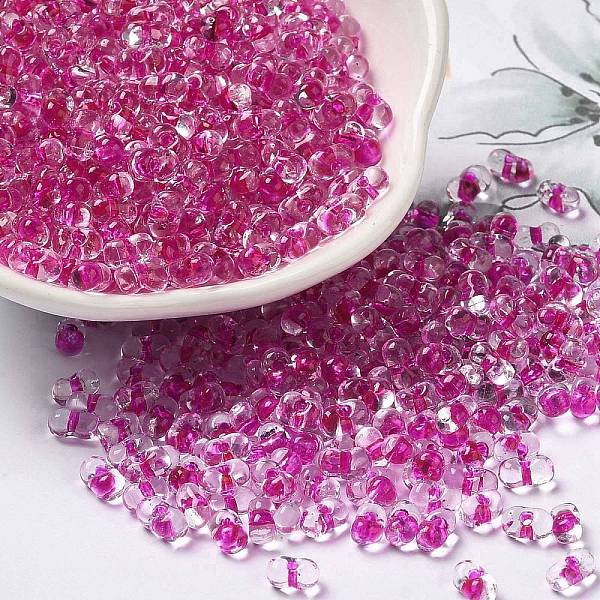 

PandaHall Glass Seed Beads, Peanut, Camellia, 5.5~6x3~3.5x3mm, Hole: 1~1.2mm, about 4000pcs/pound Glass Peanut Pink