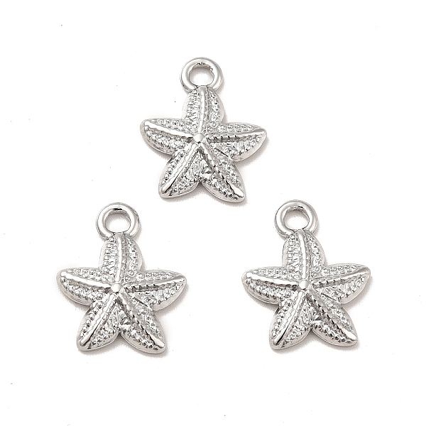

PandaHall 304 Stainless Steel Pendants, Starfish Charms, Stainless Steel Color, 15.5x13x2.5mm, Hole: 2mm 304 Stainless Steel Starfish
