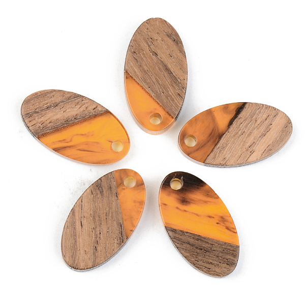 

PandaHall Resin & Walnut Wood Pendants, Oval, Orange, 20x11x3mm, Hole: 2mm Resin+Wood Oval Orange