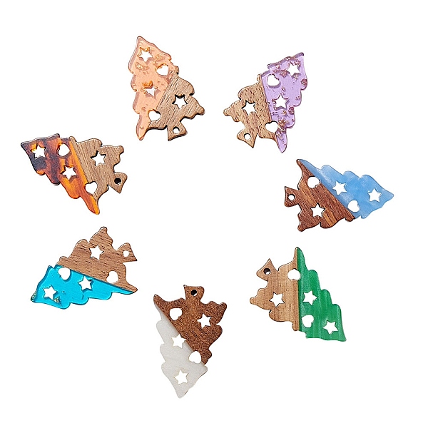 

PandaHall Transparent and Opaque Resin & Walnut Wood Pendants, Christmas Tree, Mixed Color, 40x26.5x3mm, Hole: 2mm, 7 colors, 2pcs/color..., Multicolor