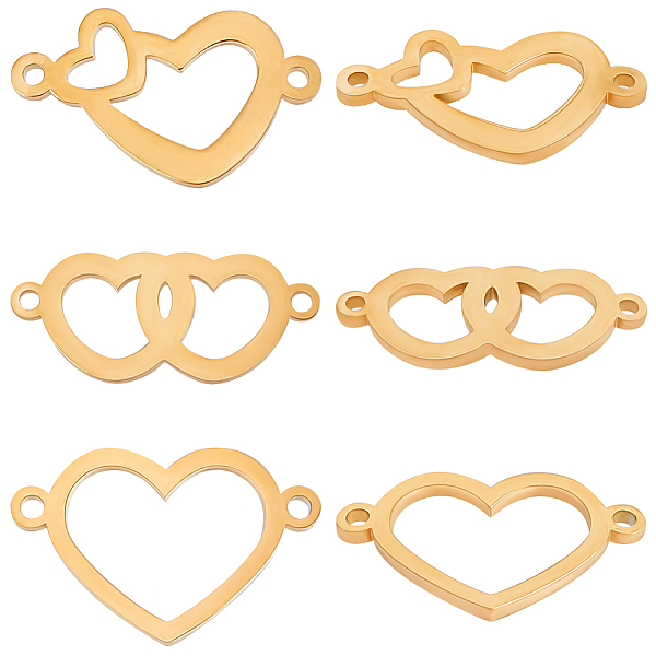 

PandaHall Beebeecraft 15Pcs 3 Styles 304 Stainless Steel Connector Charms, Laser Cut, Heart Links, Golden, 8~13x20~21x1mm, Hole: 1.5~2mm...
