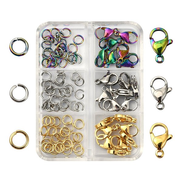 

PandaHall 120Pcs Ion Plating(IP) 304 Stainless Steel Lobster Claw Clasps, Parrot Trigger Clasps and 304 Stainless Steel Open Jump Rings...