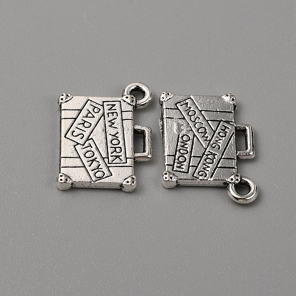 

PandaHall Tibetan Style Alloy Pendants, Suitcase with Word New York & Paris & Tokyo, Antique Silver, 13x17.5x2mm, Hole: 1.5mm Alloy Others