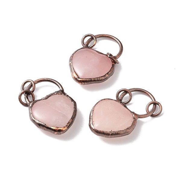 

PandaHall Natural Rose Quartz Pendants, with Red Copper Tone Brass Findings, Heart, Cadmium Free & Lead Free, 38.5~47x20~26x10~11mm, Hole...