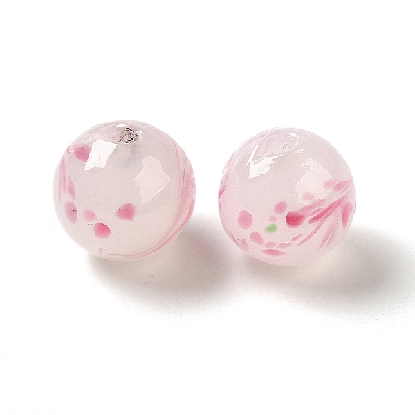 

PandaHall Handmade Lampwork Beads, Round, Pink, 12.5x12mm, Hole: 1.8mm Lampwork Round Pink