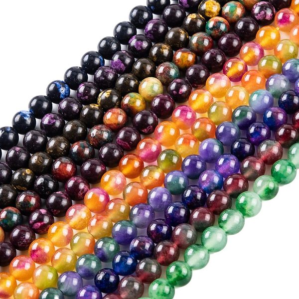 

PandaHall Natural Malaysia Jade Beads Strands, Round, Dyed, Mixed Color, 8mm, Hole: 1mm, about 48pcs/strand, 15 inch Malaysia Jade Round..., Multicolor