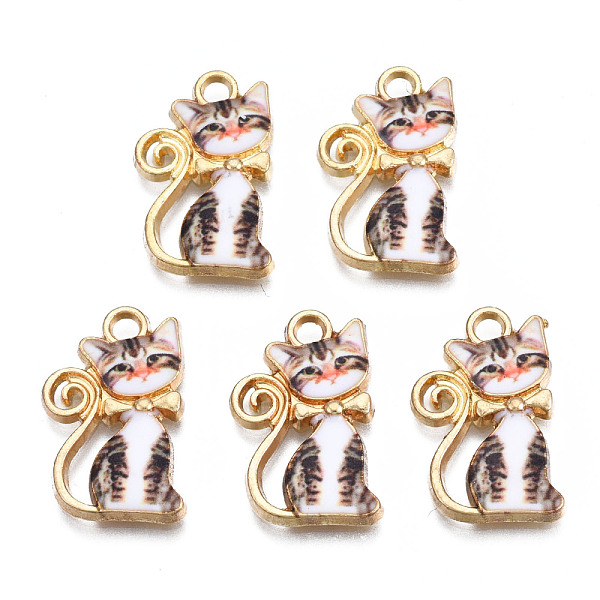 

PandaHall Rack Plating Alloy Enamel Pendants, Free & Nickel Free & Lead Free, Cat, Coffee, 21x14x2mm, Hole: 2mm Alloy+Enamel Cat Shape Brown