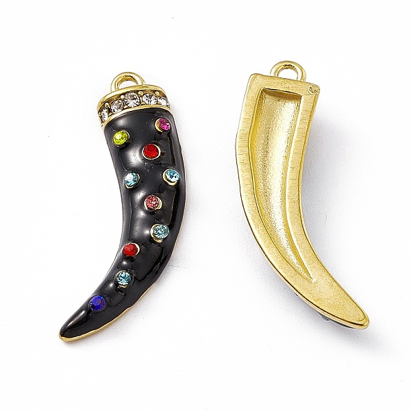 

PandaHall Vacuum Plating 201 Stainless Steel Enamel Pendants, with Colorful Rhinestone, Real 18K Gold Plated, Dagger Charms, Black...