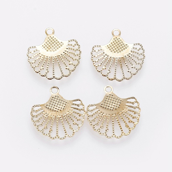 

PandaHall Iron Filigree Charms, Fan, Golden, 14x13.5x0.4mm, Hole: 1.2mm Iron Fan