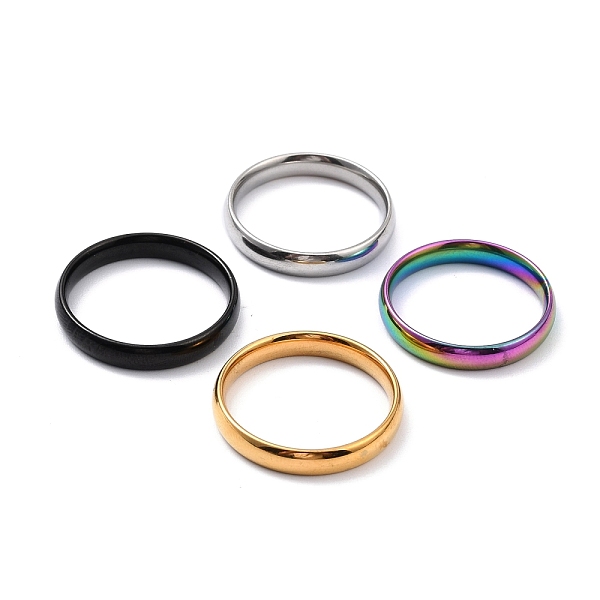 

PandaHall Ion Plating(IP) 304 Stainless Steel Simple Plain Band Finger Ring for Women, Mixed Color, US Size 7(17.3mm) 304 Stainless Steel