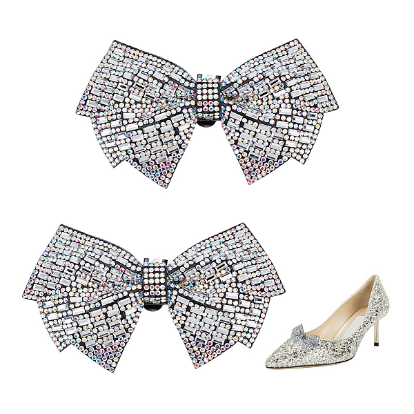 

PandaHall AHANDMAKER 1 Pair Bowkont Crystal Shoe Buckle, Detachable Bow Shoe Clips, Elegant Crystal Glass Rhinestones Decorations Charms for..., Clear