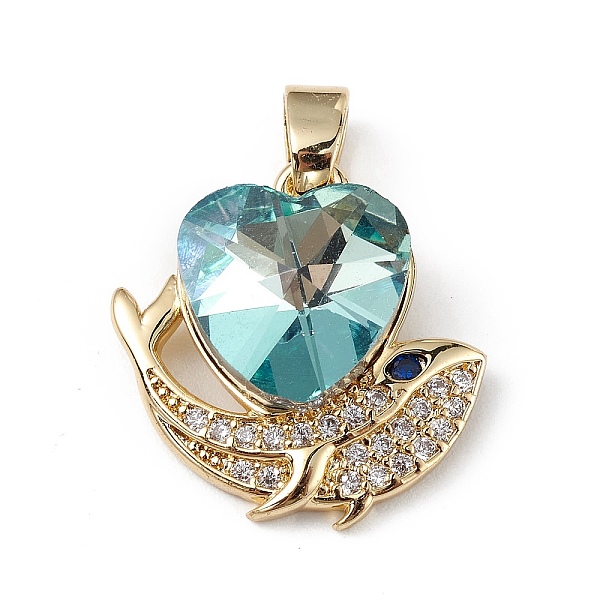 

PandaHall Real 18K Gold Plated Rack Plating Brass Micro Pave Cubic Zirconia Pendants, with Glass, Long-Lasting Plated, Cadmium Free & Lead...