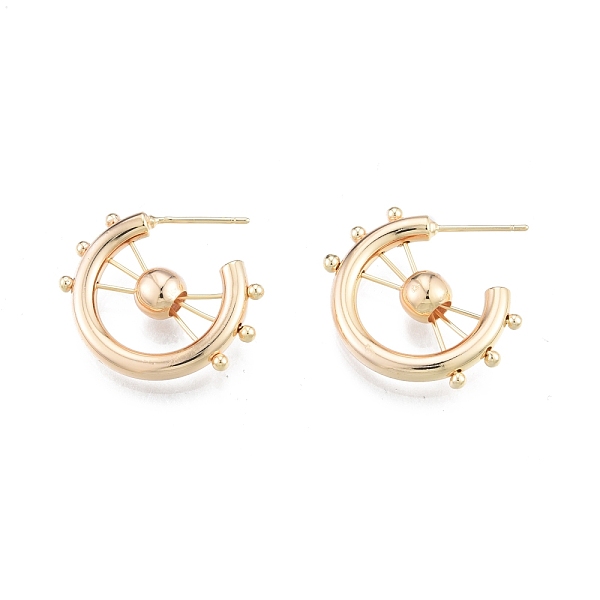 

PandaHall Brass Helm Stud Earrings, Half Hoop Earrings for Women, Real 18K Gold Plated, 23.7x6mm, Pin: 0.75mm Brass Anchor & Helm