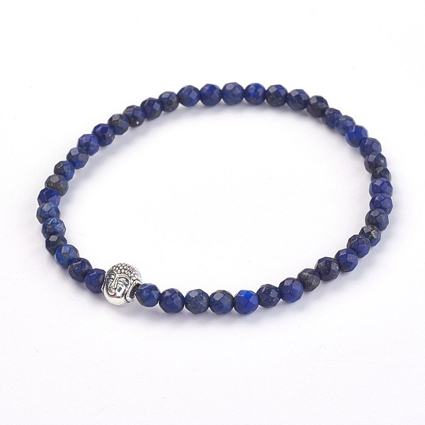 

PandaHall Natural Lapis Lazuli(Dyed) Stretch Bracelets, with Alloy Buddha Beads, 2-1/8 inch(5.4cm) Lapis Lazuli