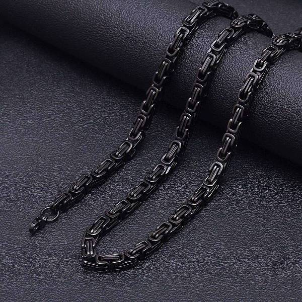 

PandaHall Titanium Steel Byzantine Chains Necklaces for Men, Black, 27.56 inch(70cm) Titanium Steel