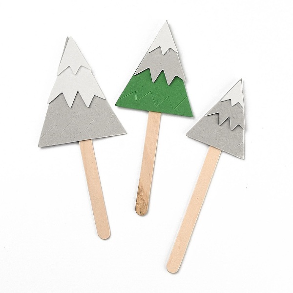 PandaHall Paper Christmas Trees Cake Insert Card Decoration, with Bamboo Stick, for Christmas Cake Decoration, Colorful, 155~161mm, 3pcs/Set...