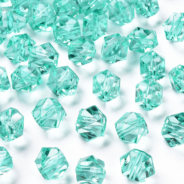 

PandaHall Transparent Acrylic Beads, Faceted, Polygon, Turquoise, 8x10x9mm, Hole: 1.6mm, about 1300pcs/500g Acrylic Polygon Green