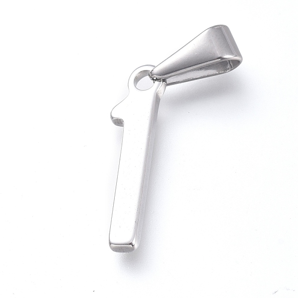 PandaHall 304 Stainless Steel Pendants, Number, Stainless Steel Color, Num.1, 20.5x5x1.5mm, Hole: 6.5x3mm 304 Stainless Steel Number