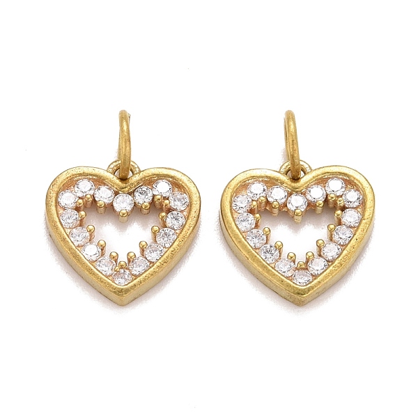 

PandaHall Brass Clear Cubic Zirconia Charms, with Jump Ring, Heart, Raw(Unplated), 10.5x11x2mm, Hole: 3.5mm Brass+Cubic Zirconia Heart Clear