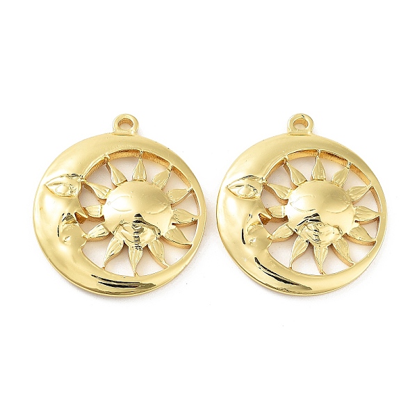 

PandaHall 304 Stainless Steel Pendants, Real 18K Gold Plated, Moon & Sun, 29x25.5x3mm, Hole: 1.8mm 304 Stainless Steel Moon