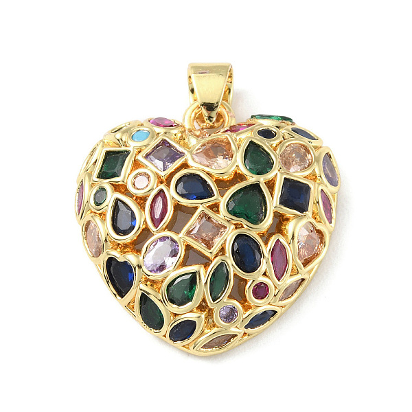 

PandaHall Brass Micro Pave Cubic Zirconia Pendants, Long-Lasting Plated, Real 18K Gold Plated, Cadmium Free & Lead Free, Heart, Colorful...