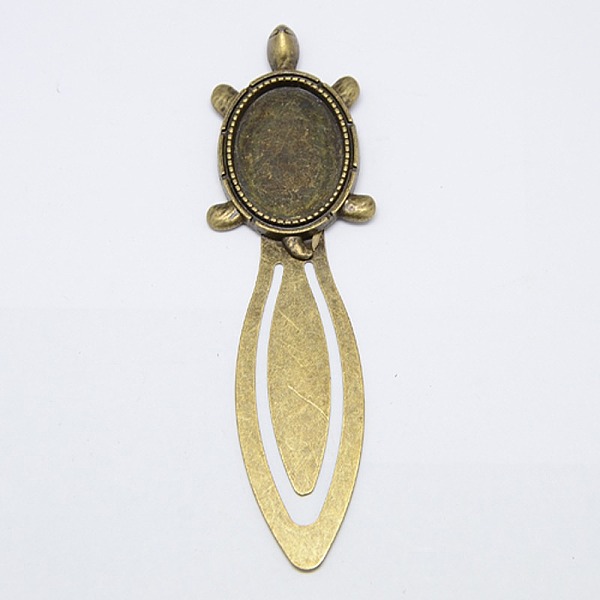 

PandaHall Tibetan Style Tortoise Bookmark Cabochon Settings, Cadmium Free & Nickel Free & Lead Free, Antique Bronze, Tray: 25x18mm...