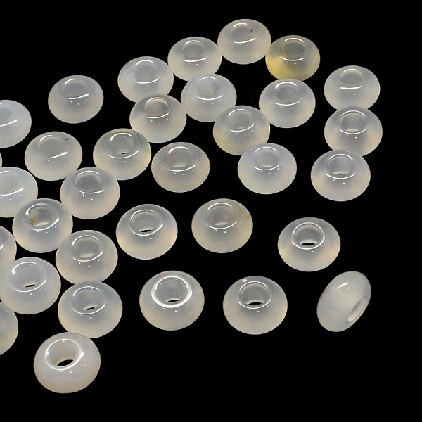 

PandaHall Natural White Agate European Large Hole Beads, Rondelle, 13~14x7~8mm, Hole: 5mm Natural Agate Rondelle