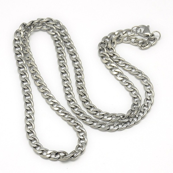 

PandaHall Trendy Men's 201 Stainless Steel Chain Curb Necklaces, with Lobster Claw Clasps, Stainless Steel Color, 23.62 inch(60cm), 5mm 201...