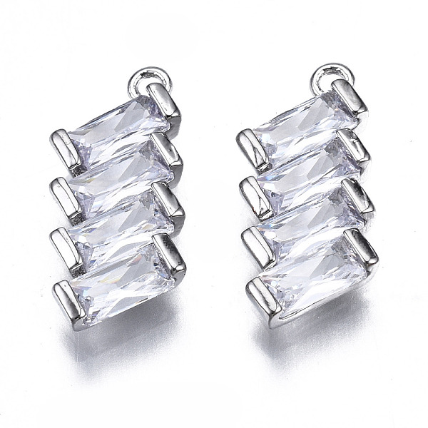 

PandaHall Brass Inlaid Clear Cubic Zirconia Pendants, Rectangle, Platinum, 19x8x2.5mm, Hole: 1.2mm Brass+Cubic Zirconia Rectangle Clear