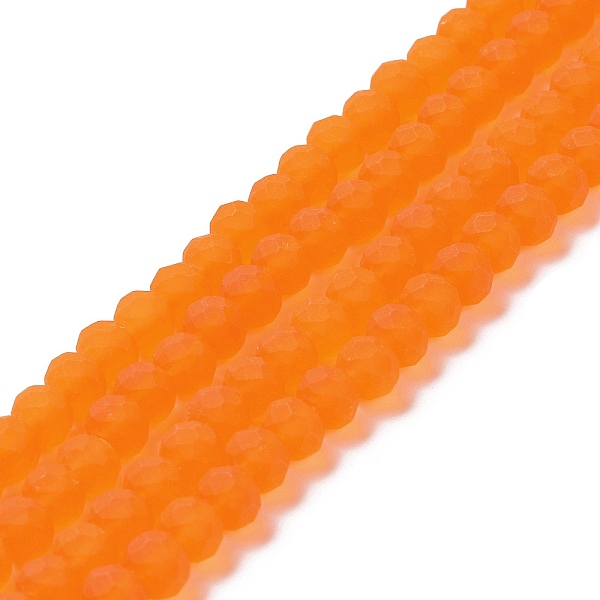 

PandaHall Transparent Glass Beads Strands, Faceted, Frosted, Rondelle, Dark Orange, 8mm, Hole: 1mm, about 63~65pcs/strand, 39~40cm Glass...