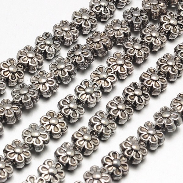 

PandaHall Tibetan Style Flower Alloy Bead Strands, Lead Free & Cadmium Free & Nickel Free, Antique Silver, 6.5x4.5mm, Hole: 1mm, about...