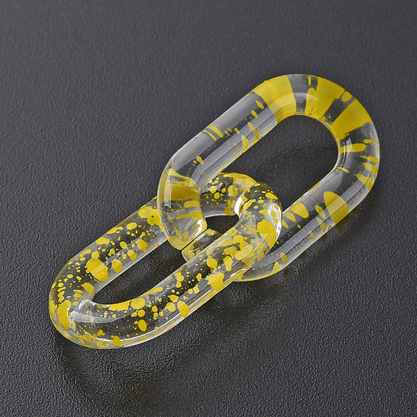 

PandaHall Transparent Acrylic Linking Rings, Quick Link Connectors, for Cable Chains Making, Oval, Yellow, 27x16.5x4mm, Inner Diameter...