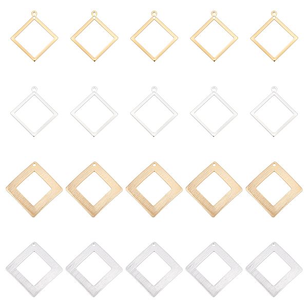 

PandaHall SUPERFINDINGS 40Pcs 4 Style Rack Plating Eco-friendly Brass Pendants, Lead Free & Cadmium Free, Long-Lasting Plated, Hollow...