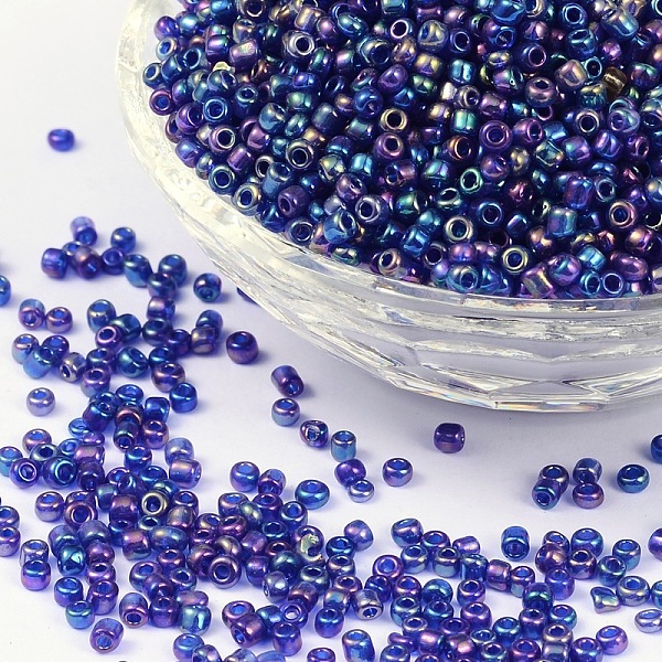 

PandaHall (Repacking Service Available) Round Glass Seed Beads, Transparent Colours Rainbow, Round, Blue, 8/0, 3mm, about 12g/bag Glass Blue