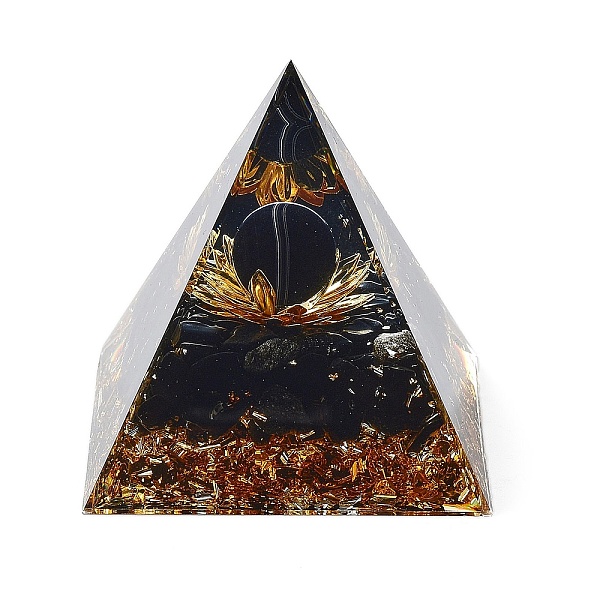 

PandaHall Orgonite Pyramid Resin Energy Generators, Reiki Natural Obsidian Chips Inside for Home Office Desk Decoration, 59.5x59.5x59.5mm...
